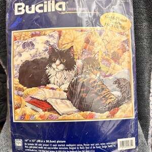 Bucilla "All Curled Up" Needlepoint Kit 16”x 12” #4772